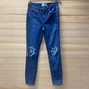 Free People Highwaisted Distress Skinny Jeans Size 26R